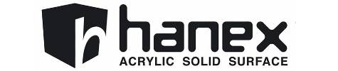 Hanex acrylic solid surface logo.